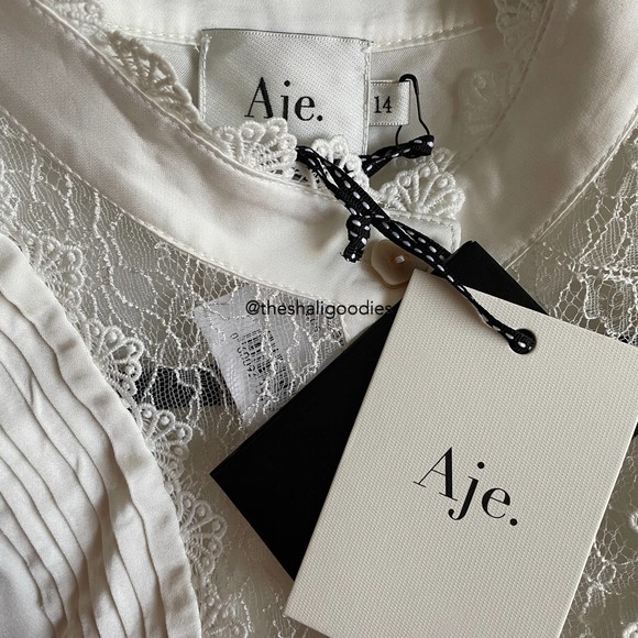 AJE Veil Lace Shirt Ivory White Button Down Top - Picture 10 of 11